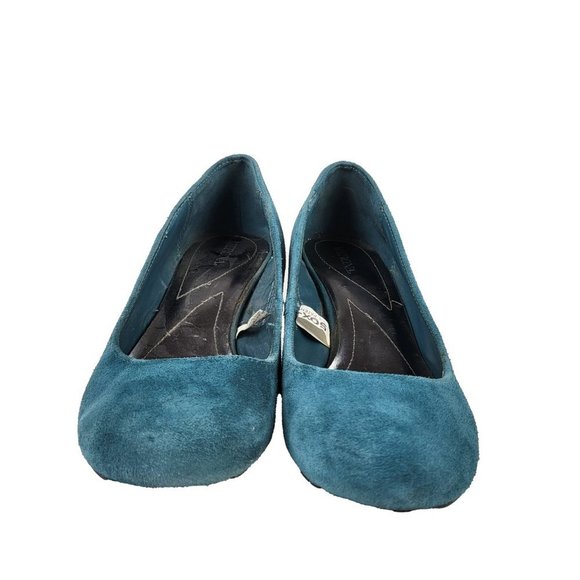 Merona Faux Suede Wedges Teal 9.5 - Picture 3 of 8